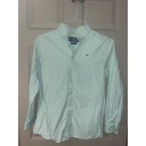 Youth Vineyard Vines Boys Oxford Youth L/16 Green White Gingham